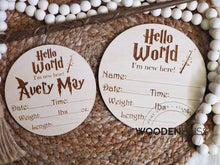 Load image into Gallery viewer, Wizard Baby Personalized Name Announcement , Baby Shower Gift , Nursery Decor , Gender Reveal , Baby Gift , Laser Engraved , Baby Milestone