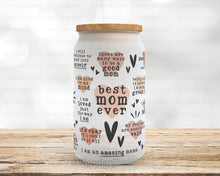 Load image into Gallery viewer, Best Mom Ever Edition Glass Cup, Iced Coffee Glass Can, Frosted Glass Tumbler, Mother's Day Gift, Gift For Her, Christmas Gift