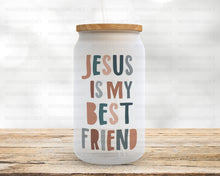 Load image into Gallery viewer, Faith Based Glass Cup, God is Within Her, Bible Scripture, Christian Gift, Iced Coffee Mug, Frosted Glass Tumbler, Birthday, Gift For Her