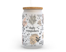 Load image into Gallery viewer, Daily Affirmation Vulgar Edition Glass Cup, Iced Coffee Glass Can, Frosted Glass Tumbler, Mental Health Cup, Gift For Her, Christmas Gift