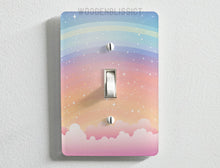 Load image into Gallery viewer, Dreamy Rainbow Cloud Light Switch Cover, Laser Cut Acrylic, Home Decor, Single Standard or Rocker Switch, Cute Switch Cover, Kids Room Decor