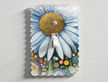 Load image into Gallery viewer, Light Switch Cover, Watercolor Daisy Floral Splashes, Laser Cut Acrylic, Home Decor, Single Standard or Rocker Switch, Bathroom Decor Gift
