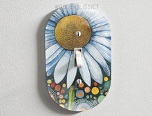 Load image into Gallery viewer, Light Switch Cover, Watercolor Daisy Floral Splashes, Laser Cut Acrylic, Home Decor, Single Standard or Rocker Switch, Bathroom Decor Gift