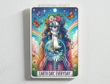 Load image into Gallery viewer, Earth Day Everyday Light Switch Cover, Bathroom Bedroom Decor, House warming, Single Standard Switch option, Renter Friendly, Home Decor