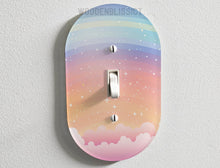 Load image into Gallery viewer, Dreamy Rainbow Cloud Light Switch Cover, Laser Cut Acrylic, Home Decor, Single Standard or Rocker Switch, Cute Switch Cover, Kids Room Decor