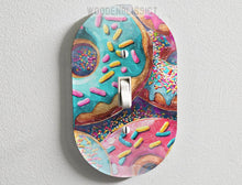 Load image into Gallery viewer, Light Switch Cover, Watercolor Donut Splashes, Laser Cut Acrylic, Home Decor, Single Standard or Rocker Switch, Bakery Decor, Kitchen Decor
