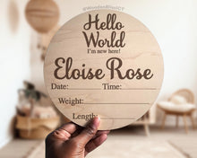 Load image into Gallery viewer, Baby Personalized Name Announcement, Baby Shower Gift, Nursery Decor, Gender Reveal, Baby Gift, Laser Engraved, Baby Milestone