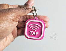 Load image into Gallery viewer, CUSTOM Smart NFC Logo Keychain, Scannable Social Media Digital Business Card, Small Business Keychain, Iphone, Android, Tap and Pay