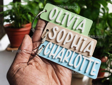 Load image into Gallery viewer, 002 Children Bag Tags, 3D Printed Personalized School Backpack Tag, Gift for Kids, Lunch Box Name Tag, Backpack Keychain, Diaper Bag Tag