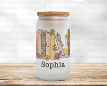 Load image into Gallery viewer, PERSONALIZED Book Lovers Glass Cup, Booktrovert, Bookworm, Iced Coffee Mug, Frosted Glass Tumbler, Mother's Day Gift, Gift For Her
