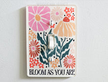 Load image into Gallery viewer, Boho Floral Light Switch Cover, Bathroom Bedroom Decor, House warming, Single Standard or Rocker Switch option, Renter Friendly, Home Decor
