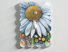 Load image into Gallery viewer, Light Switch Cover, Watercolor Daisy Floral Splashes, Laser Cut Acrylic, Home Decor, Single Standard or Rocker Switch, Bathroom Decor Gift
