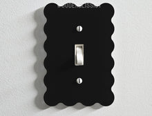 Load image into Gallery viewer, Glossy Black Light Switch Cover, Wavy, Laser Cut Acrylic, Home Decor, Single Standard or Rocker Switch, Cute Switch Cover, Multiple Shapes
