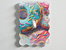 Load image into Gallery viewer, Light Switch Cover, Watercolor Donut Splashes, Laser Cut Acrylic, Home Decor, Single Standard or Rocker Switch, Bakery Decor, Kitchen Decor
