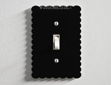 Load image into Gallery viewer, Glossy Black Light Switch Cover, Wavy, Laser Cut Acrylic, Home Decor, Single Standard or Rocker Switch, Cute Switch Cover, Multiple Shapes
