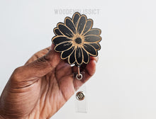 Load image into Gallery viewer, Wooden Badge Reel, Wooden Floral Badge Reel, Nurse Teacher Retractable Badge Reel, Badge Buddies ID Reel, Nurses Appreciation Gift
