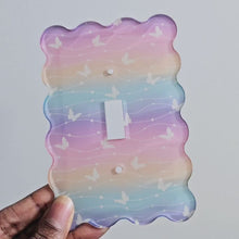 Load and play video in Gallery viewer, Dreamy Rainbow Butterflies Light Switch Cover, Laser Cut Acrylic, Home Decor, Standard or Rocker Switch, Cute Switch Cover, Kids Room Decor
