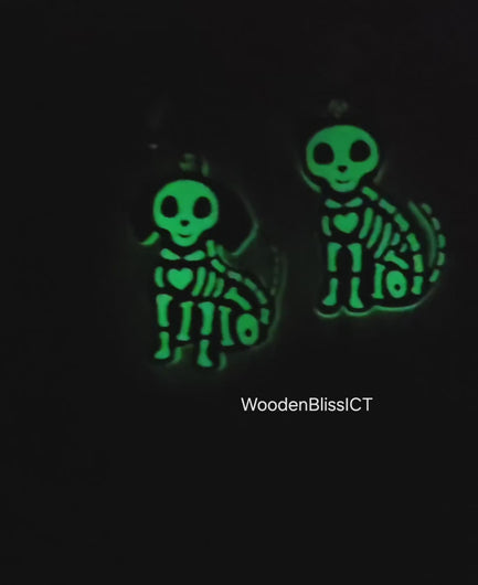 Glow in Dark Kindle Charm, USB-C Dust Plug Charm, Badge Reel Charm, Skeleton Cat & Dog, Phone Charm, Book Accessories, Book Lovers Gift